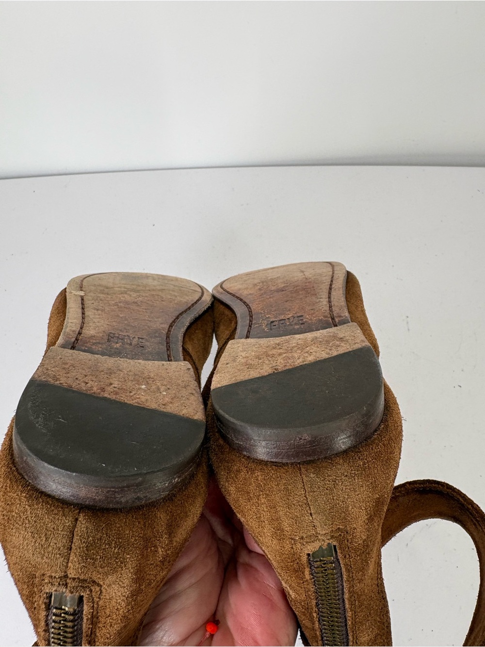 🍎 Frye Brown Suede Ankle-Strap Ballet Flats - Picture 7 of 9